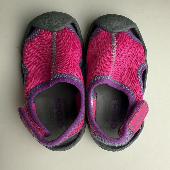 Crocs Water Shoes Baby/Toddler Swiftwater Sandals Magenta Gray Size C6 - Picture 4 of 7